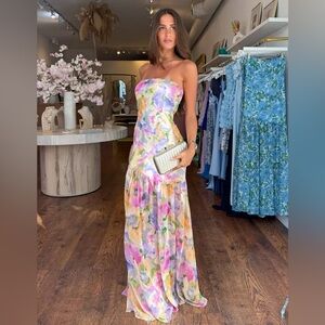 Elegant Spring Strapless Maxi Dress